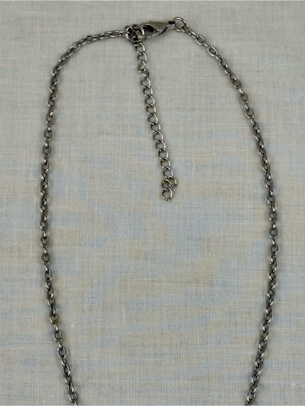 Blue Teardrop Pendant Necklace Silver Tone Floral Crystal Accents - Picture 4 of 6
